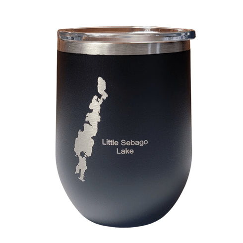 Little Sebago Lake Laser Engraved Wine Tumbler- Black